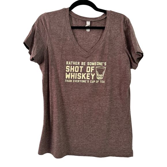 BUFFALO TRACE "Shot of Whiskey" V-Neck Ladies Tee Sz XL Bartender Industry RARE - Picture 1 of 5